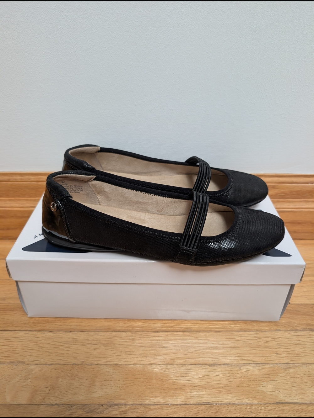Anne Klein Sport Classic Black Mary Jane Ballet Flats